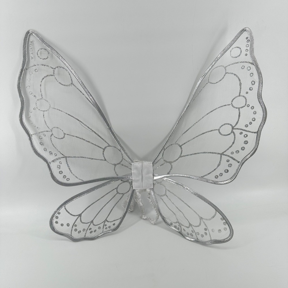 Silver Glitter Butterfly Wings Kids Costume Fairy Angel Dress Up Accessory